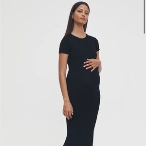 Maternity Elegant Black Midi Dress for Women - Legoe Heritage
